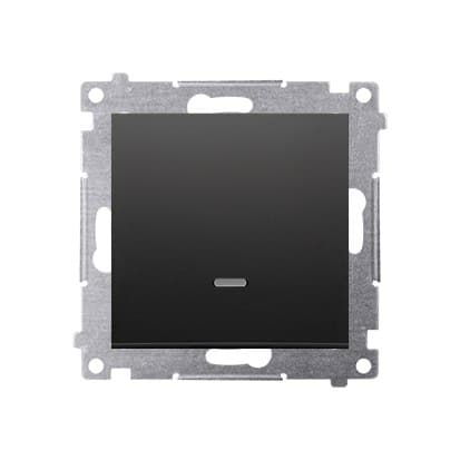 Enpolet afbryder med LED-baggrundsbelysning (modul) 10AX, 250V~, lynkoblinger, matsort Simon54