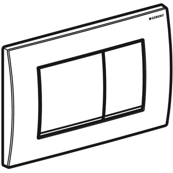 Geberit Delta20 (tidl. Delta30) dobbelt skylleknap, rektangulær, frontmonteret, forkromet