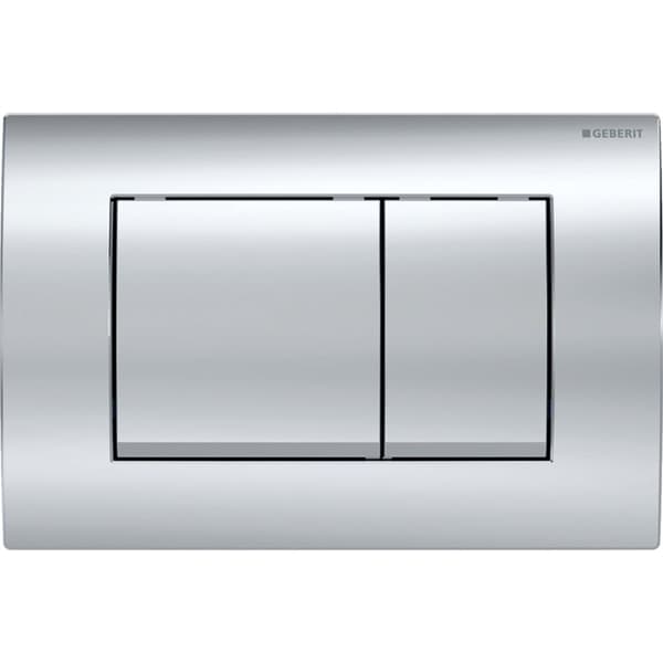Geberit Delta20 (tidl. Delta30) dobbelt skylleknap, rektangulær, frontmonteret, forkromet