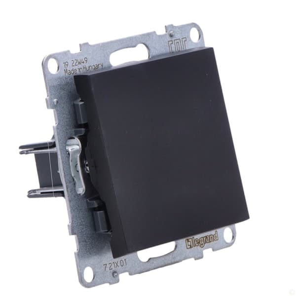 Enpolet afbryder - 10 AX - 250 V~ - automatiske klemmer, BLACK SUNO