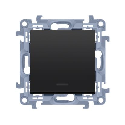 Enpolet afbryder med LED-baggrundsbelysning (modul) 10AX, 250V~, skrueterminaler, matsort, SIMON10