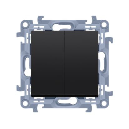 Lyskontakt med LED-baggrundsbelysning og IP44-version (modul) 10AX, 250V~, skrueterminaler, matsort! Den har en tætningsindsats under.