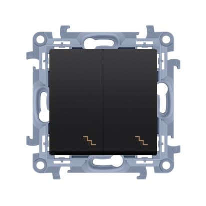 Dobbelt LED-baggrundsbelyst trappeafbryder (modul) 10AX, 250V~, skrueterminaler, matsort, SIMON10