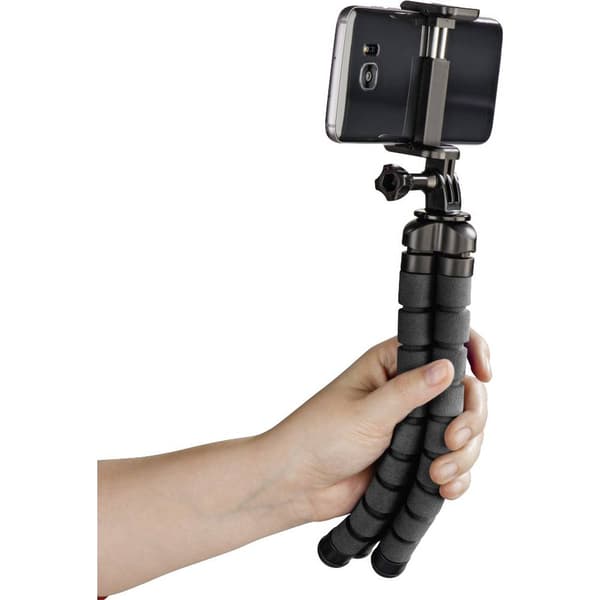 Hama Flex Trebensstativ 1/4  Arbetshöjd=9 - 26 cm Svart för Smartphone & GoPro