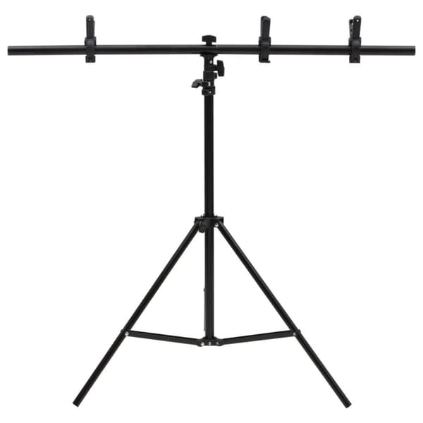 vidaXL T-muotoinen taustakankaan teline musta 91x60x(70-200) cm