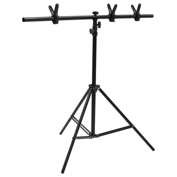 vidaXL T-muotoinen taustakankaan teline musta 91x60x(70-200) cm