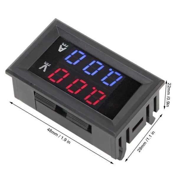 DC0-100V/10A LED DC Spänningsmätare Dual Display Digital Voltmeter Amperemeter (Röd+Blå)-CER