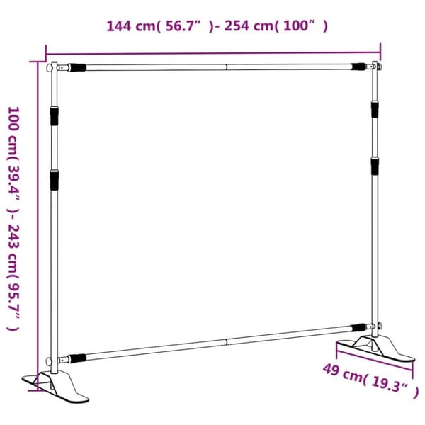 vidaXL Bakgrundsstativ 2 st svart 254x243 cm stål