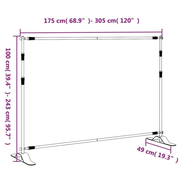 vidaXL stativ til fotobaggrund 2 stk. 305x243 cm stål sort