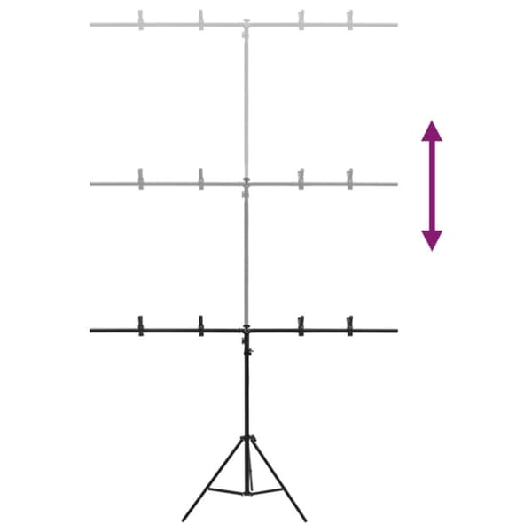 vidaXL T-muotoinen taustakankaan teline musta 151x60x(70-200) cm - Studiotelineet & kiinnikkeet
