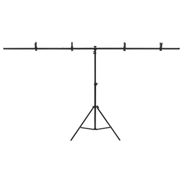 The Living Store T-muotoinen taustakankaan teline musta 201x60x(70-200) cm - Studiotelineet & kiinnikkeet