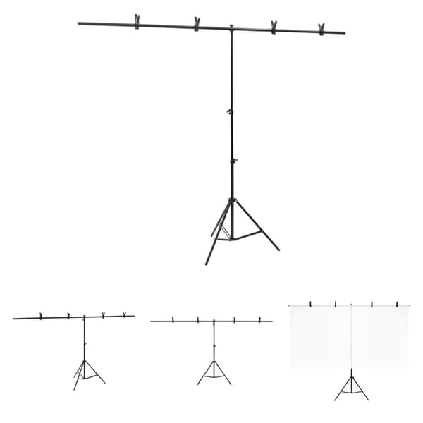 The Living Store T-muotoinen taustakankaan teline musta 201x60x(70-200) cm - Studiotelineet & kiinnikkeet