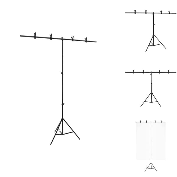 Studiemontering - Living T-formet baggrundsstativ 151x60x(70-200) cm sort