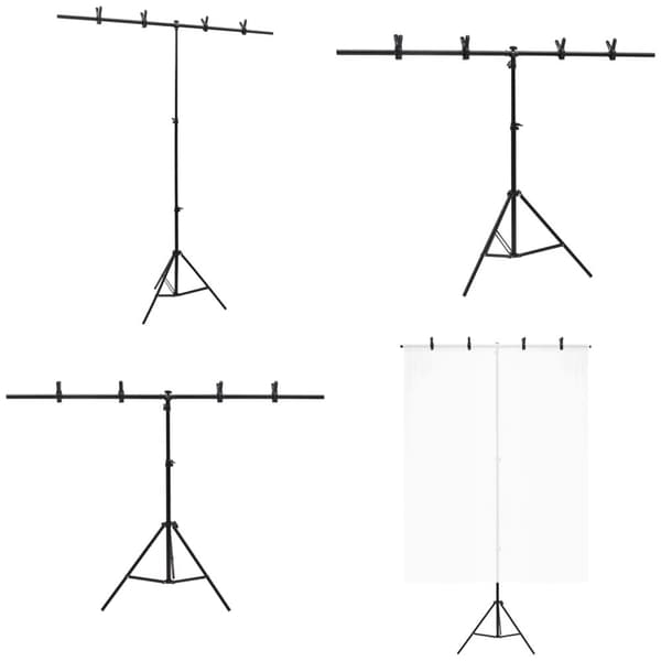 T-formet baggrundsstativ 151x60x(70-200) cm sort - Baggrundsstativ - Baggrundsstativer - Home & Living