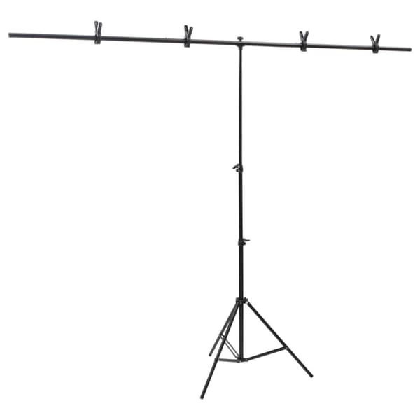 T-muotoinen taustakankaan teline musta 201x60x(70-200) cm - Taustakankaan Teline - Taustakankaan Telineet - Home & Living