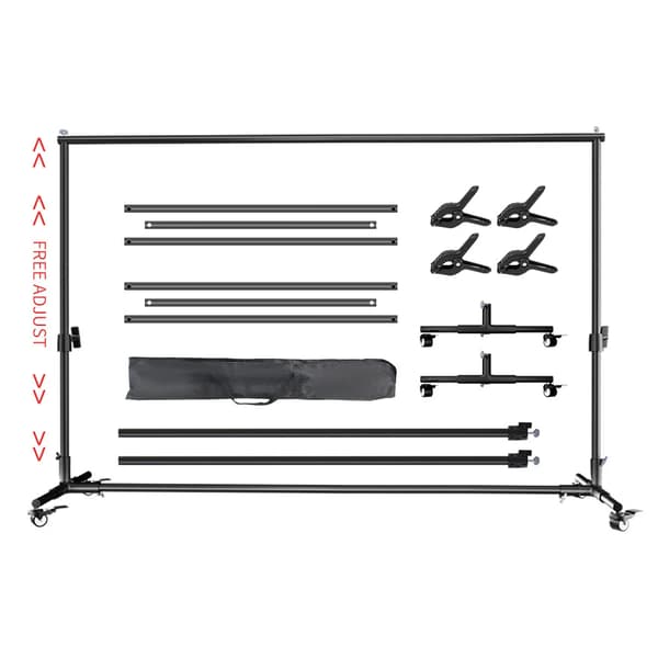 Fotobakgrundstativ, Justerbar Storlek 200x200cm & 200x300cm, Stabil Metallkonstruktion,Bara Bakgrundsställ, 200x300cm