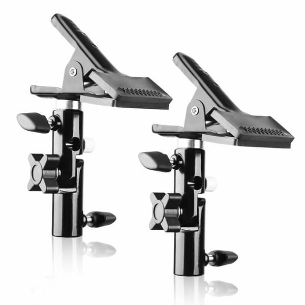 Emart - EM-MCH-2 - Set med 2 kraftfulla metallklämmor, reflektorhållare för fotostudio och paraplyreflektor
