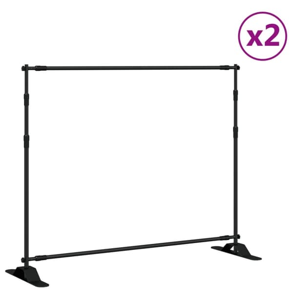 Bakgrundsstativ 2 st svart 254x243 cm stål