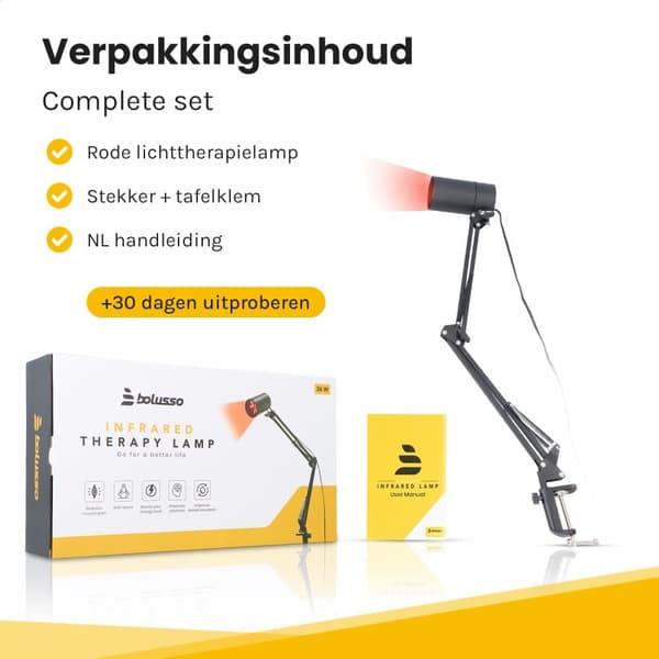 Bolusso Infraröd LED Lampa – Smärtlindring med Värmeterapi för Leder & Muskler – Ställbar Höjd & Effektiv Infraröd Behandling för Hemmabruk