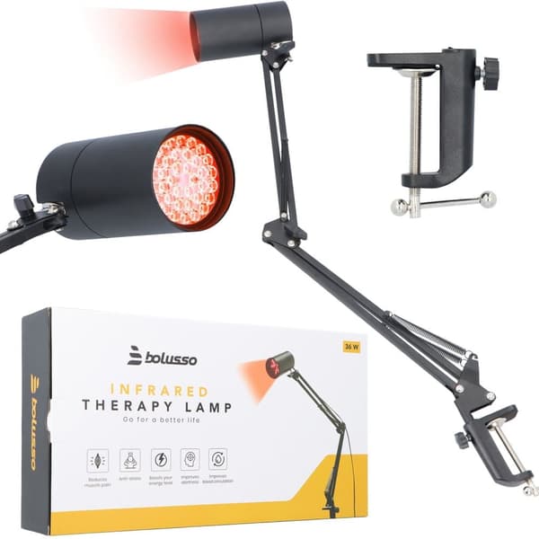 Bolusso Infraröd LED Lampa – Smärtlindring med Värmeterapi för Leder & Muskler – Ställbar Höjd & Effektiv Infraröd Behandling för Hemmabruk