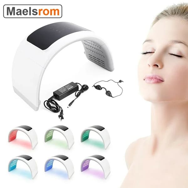 LED ansigtsmaske, 7 farve lysbehandling, touch skærm kontrol,EU, Hvid