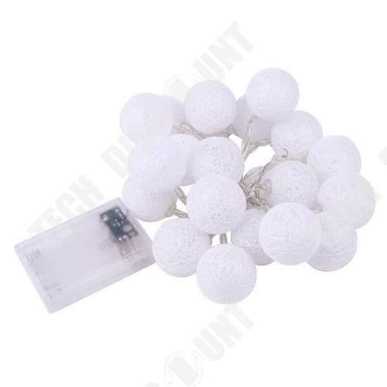 TD® Fairy lights - 20 LED-kulor - Varmvita - 2,3 m bomullsbatterilåda ljus girlander inredning