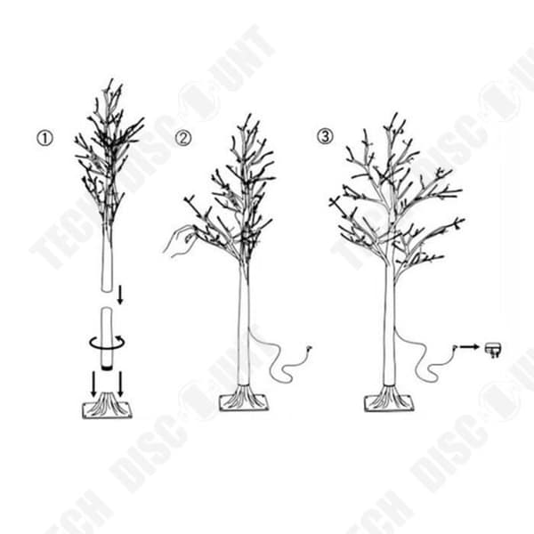 TD® Mini trädljus konstgjord björkkvist dekoration Fairy Lights 24 LED inomhus 60cm