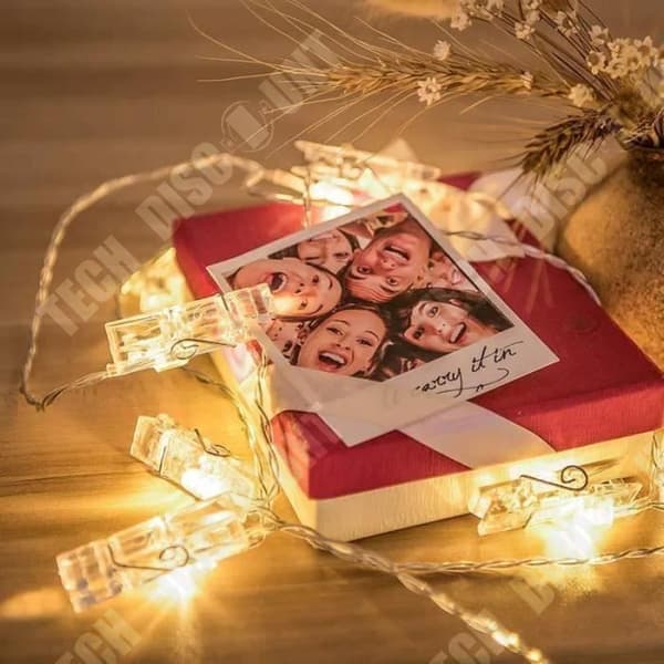TD® batteridrivna LED Fairy Lights 20 fotoklämmor - 2m - Varmvitt - Inomhusdekoration för jul Nyår Födelsedag Bröllop