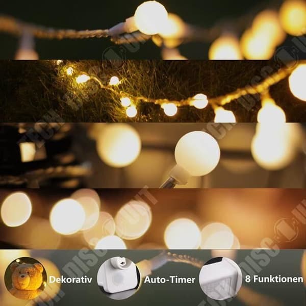 TD® 80 Glödlampor - Varmvit - 10 m LED-nät röd bollstjärna lampor dekoration sovsal säng hängande lykta nattmarknad st