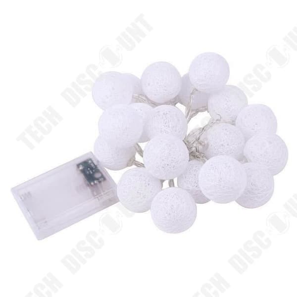 TD® Fairy lights - 20 LED-kulor - Varmvita - 2,3 m bomullsbatterilåda ljus girlander inredning