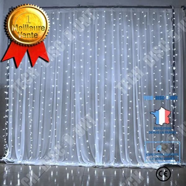 LED-ljusridå - TD® - 3m x 3m - 300 vita lampor - Bröllopsdekoration - Festlig atmosfär