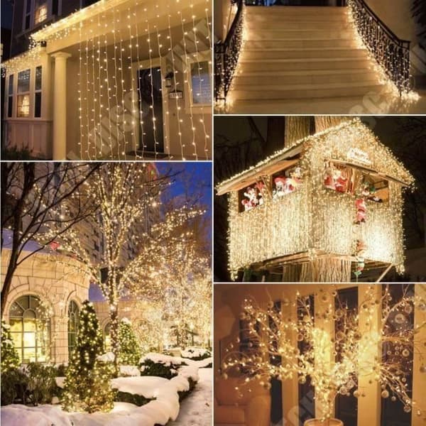 TD® 100 LED - Varmvit - 10m Vattentät 100LED batterilåda ljusslinga med 8 funktioner blinkande LED-ljus