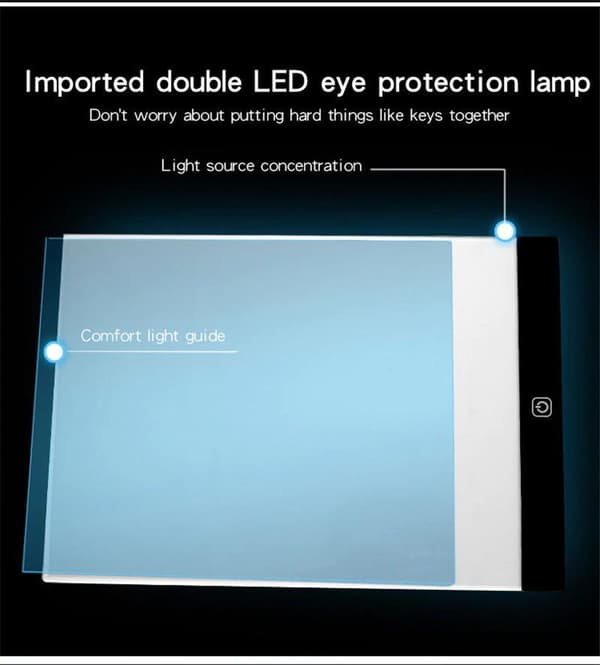 Ljusplatta A4 LED 3-lägen Dimmer Ljusbord Ritplatta Portabel Diamond Painting