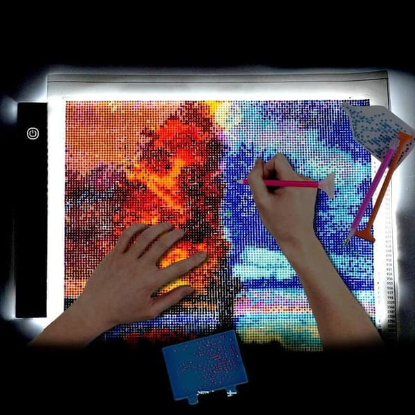 Ljusplatta A4 LED 3-lägen Dimmer Ljusbord Ritplatta Portabel Diamond Painting