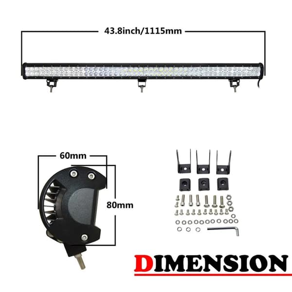 LED Lysbar, 6000K Farvetemperatur, Robust Konstruktion,44tommer 288W