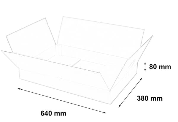 Laatikko 640x380x80mm Postilaatikko A 360gB 10kpl