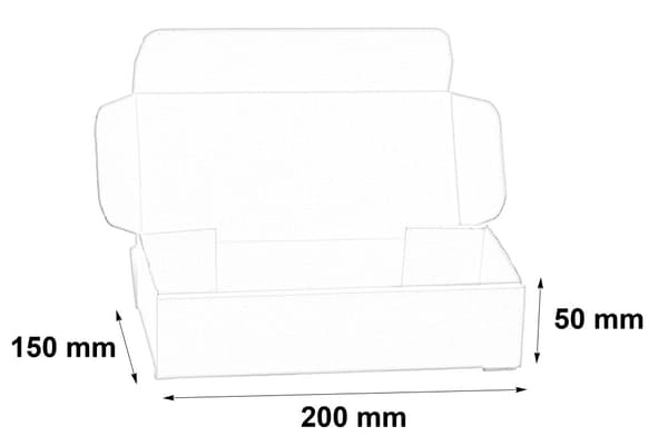 Muotoiltu laatikko 200x150x50mm 100 kpl