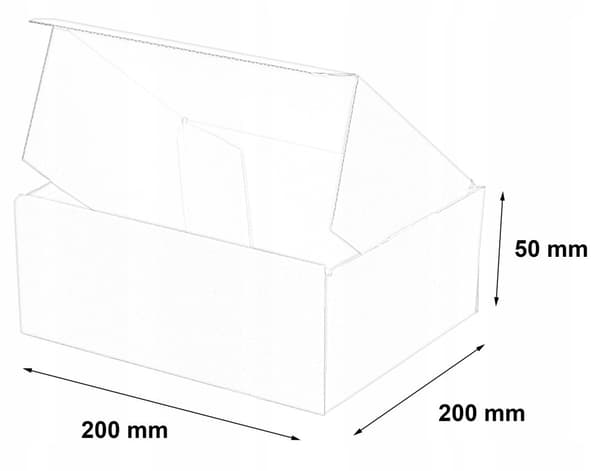 Muotoiltu laatikko 200x200x50mm 100 kpl