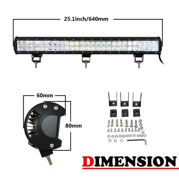 LED Lysbar, 6000K Farvetemperatur, Robust Konstruktion,25tommer 162W