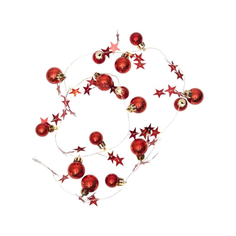Jättesöt Ljusslinga X-MAS RÖD, 10 LED, dekorationer och TIMER