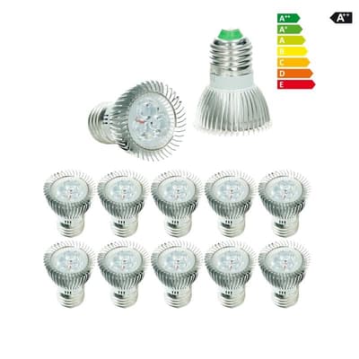 10 x LED Spot 3W E27 kylmä valkoinen