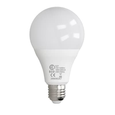 ECD Germany 5-pack E27 LED-lamppu 18W - korvaa 100W hehkulampun - viileän valkoinen 6000K - 1400 lumen - katselukulma 270° - 220-240V - EEK A+ -