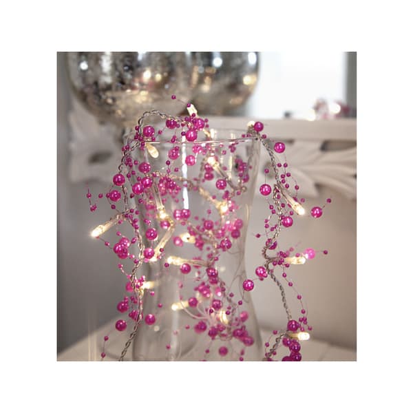 2st DekorationsLjusslingor Pearlz Grön o Cerise, 20+20 LED TIMER