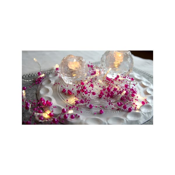 2st DekorationsLjusslingor Pearlz Grön o Cerise, 20+20 LED TIMER