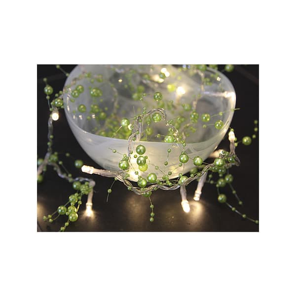 2st DekorationsLjusslingor Pearlz Grön o Cerise, 20+20 LED TIMER