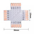 Miniatyrbild 2 av 2: Flat LED-skarv-X 5-PIN 12mm RGBW för anslutning i klämskarv
