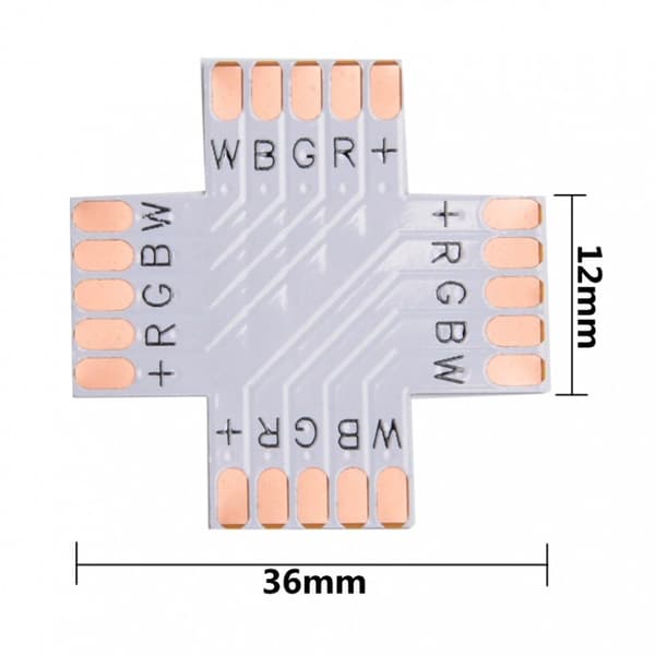 Flat LED-skarv-X 5-PIN 12mm RGBW för anslutning i klämskarv