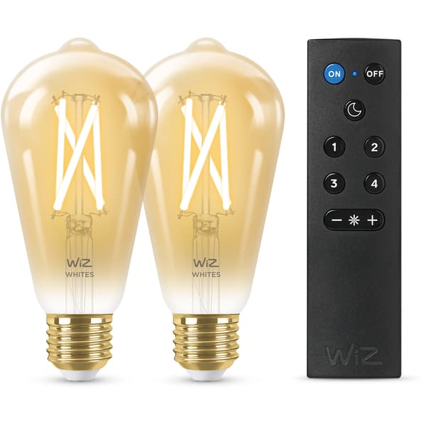 WiZ Startsett WA 2x8W ST64 Gyllen E27 WiFi + Fjernkontroll