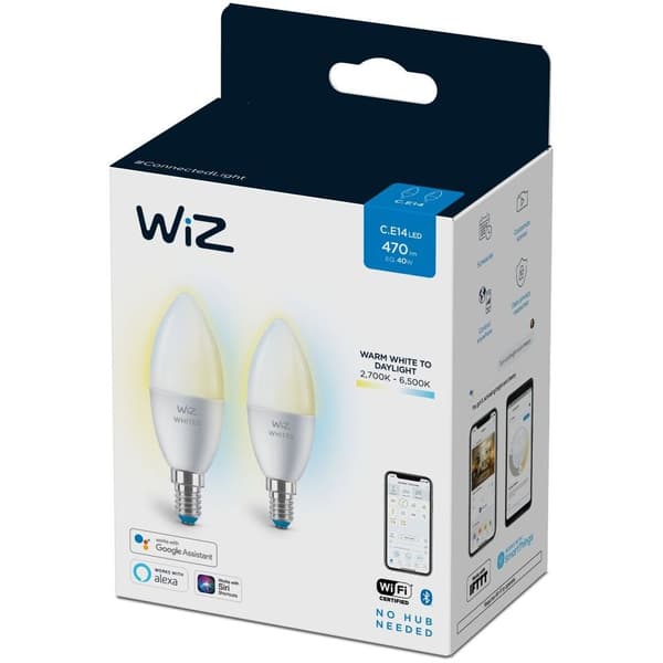 WiZ Lyskilde WA 4,9W C37 E14 WiFi 2pk
