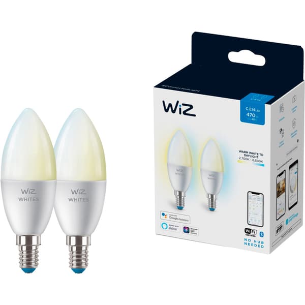 WiZ Lyskilde WA 4,9W C37 E14 WiFi 2pk